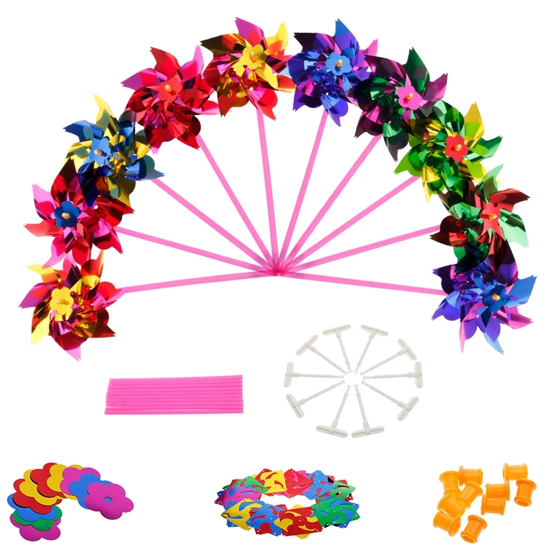 

10Pcs Plastic Windmill Pinwheel Wind Spinner Kids Toy Garden Lawn Party Decor Exquisite And Durable