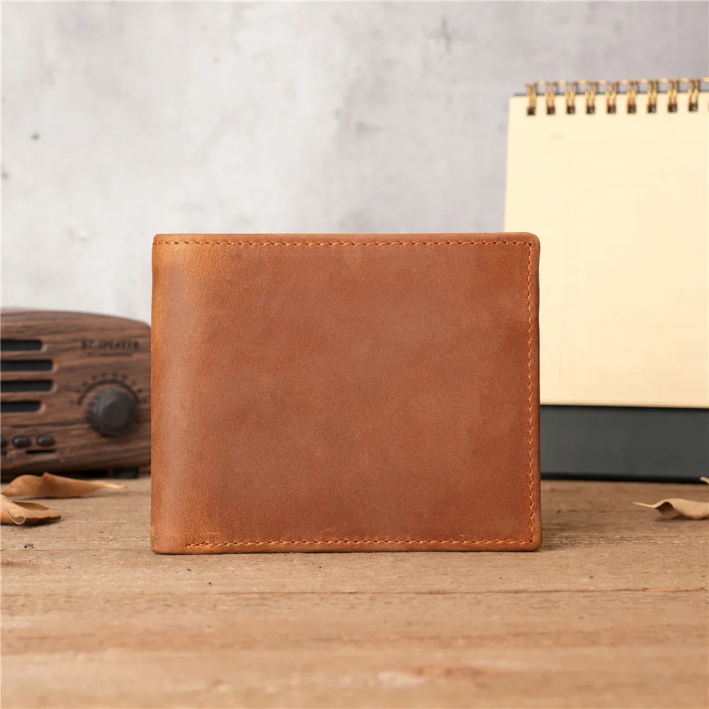 1138 Men's Retro Casual Wallet, Crazy Horse Pickup Bag, Genuine Leather Wallet, Thickened Bank Card Cover, Card Bag