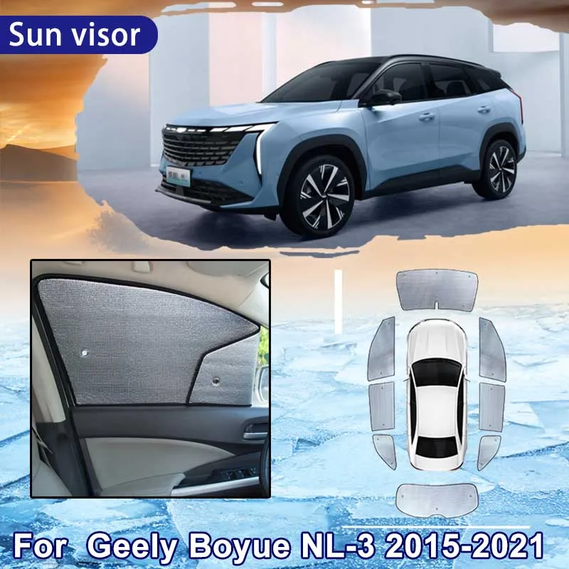 Car Sun Shade for Geely Boyue NL3 2015~2021 High configuratio Car Full Coverage Sunshade Windshield Side Window Sunshade Cooling