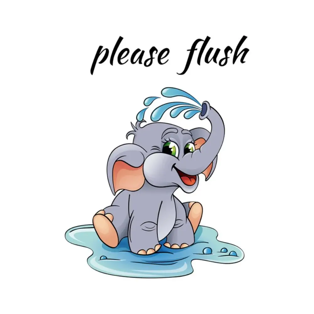 

Durable Elephant Elephant Playing Water Stickers Playing Water Self-adhesive Elephant Toilet Decals PVC Lovely Room Wallpaper
