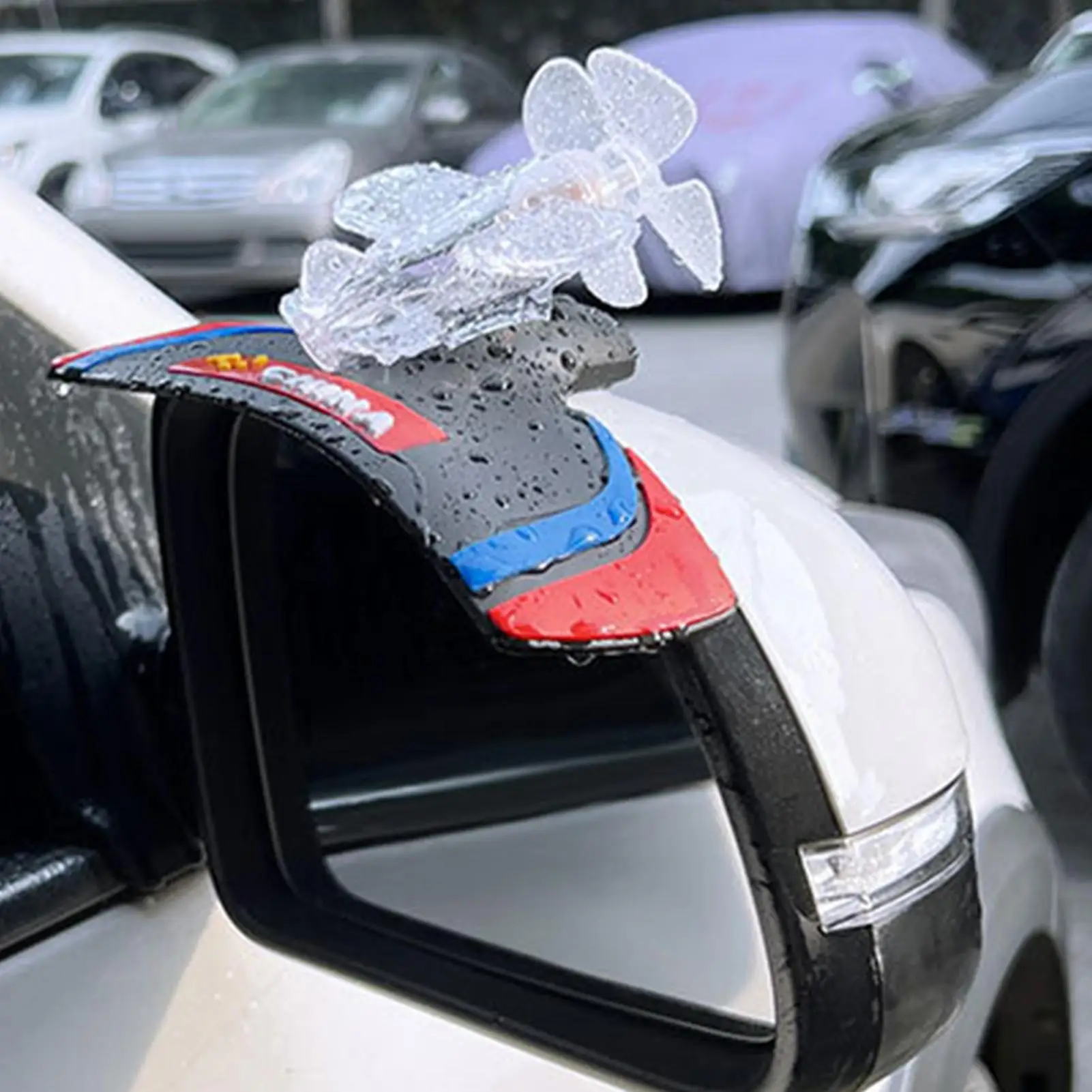 

Car rearview mirror rain eyebrow Automotive exterior decorative items. Wind-powered LED airplane-style automotive decorations.