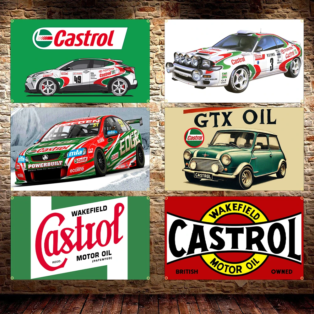 Castrols – bannière de drapeau d'huile moteur en Polyester imprimé, affiche d'huile de voiture 60x90cm 90x150cm, décor de Garage pour passionnés d'automobile, décor de pièce