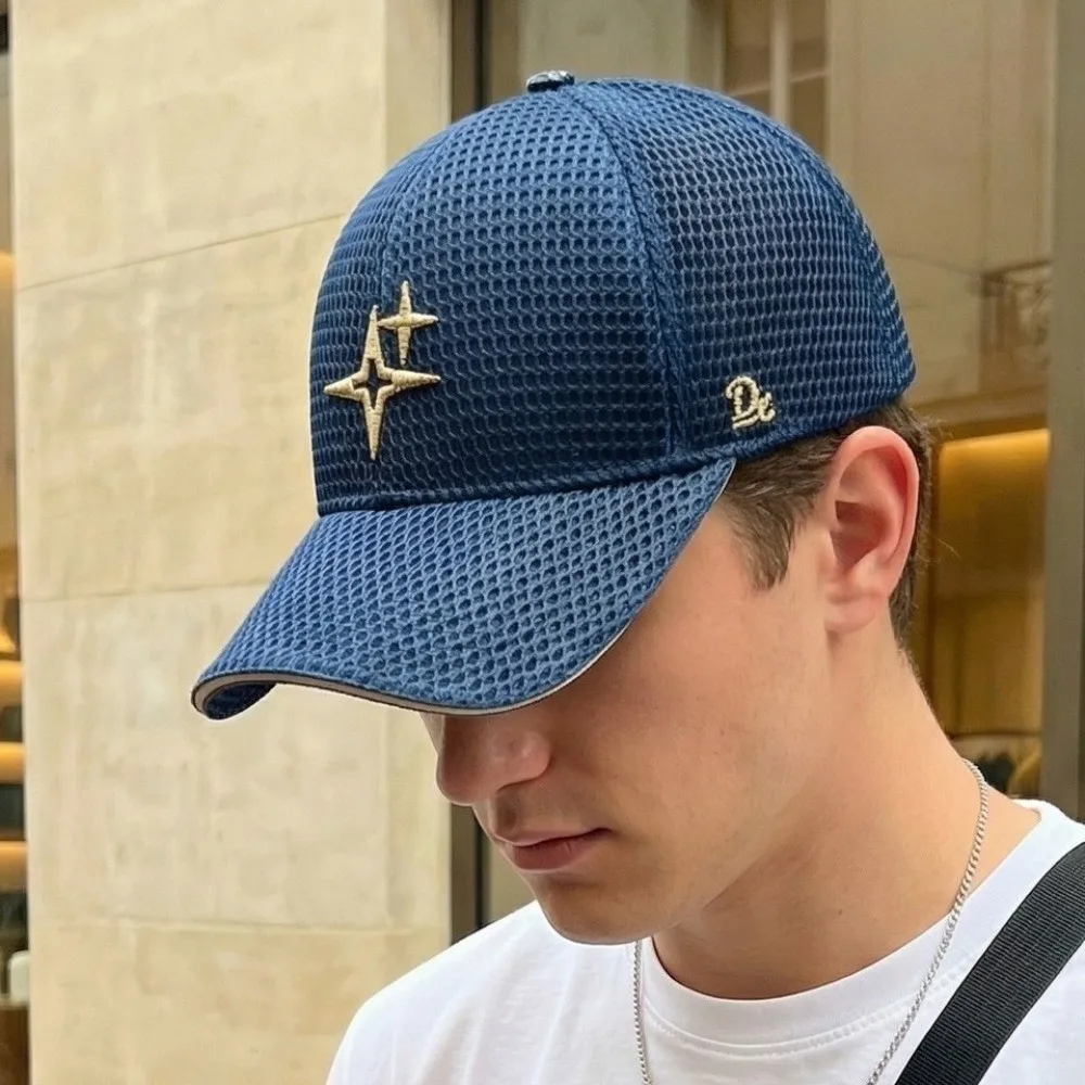 Lässige, atmungsaktive Mesh-Baseballkappe, schnelltrocknend, UV-Schutz, Sonnenblende, Stern-Stickerei, verstellbarer Sonnenhut, Unisex