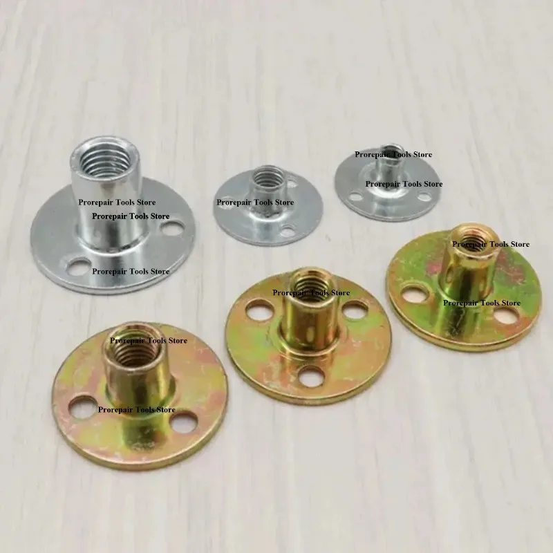 5PCS Carbon Steel Flange Coupling with M6 M8 M10 M12 Thread Zinc Plating Three Hole Lock Nuts Furniture Connector Fastener T