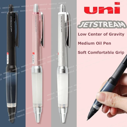 Bolígrafo japonés Uni α-Gel Jetstream, varilla de Metal cepillado, bolígrafos estacionarios a base de aceite, regalo elegante para profesores de escuela, cadeau maitresse