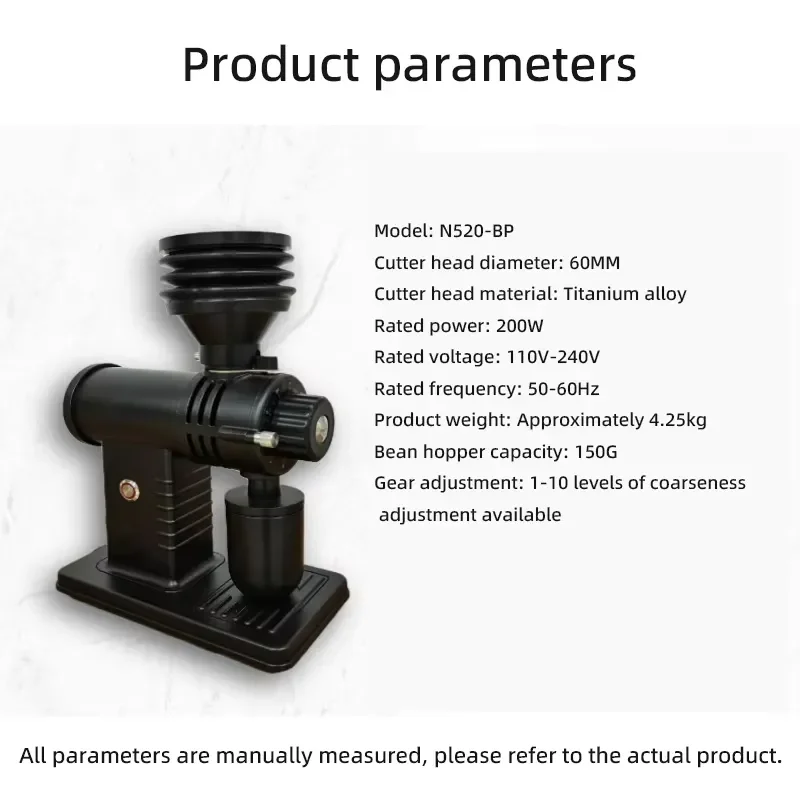 Household Commercial Espresso Pour-over Electric Coffee Grinder 60MM Ghost Teeth Flat Burrs Coffee Beans Grinding for Bakery