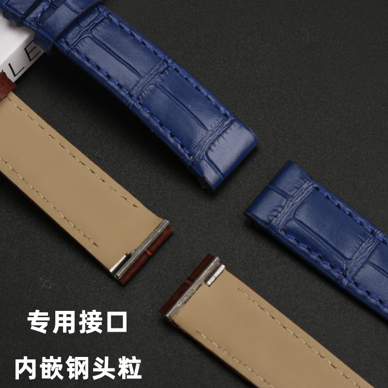 حزام جلدي سريع التحرير 15.5 ملم 17.5 ملم لكارتييه سانتوس دومونت - حزام ساعة من جلد البقر الأصلي للنساء، (أسود/أزرق/بني) #4