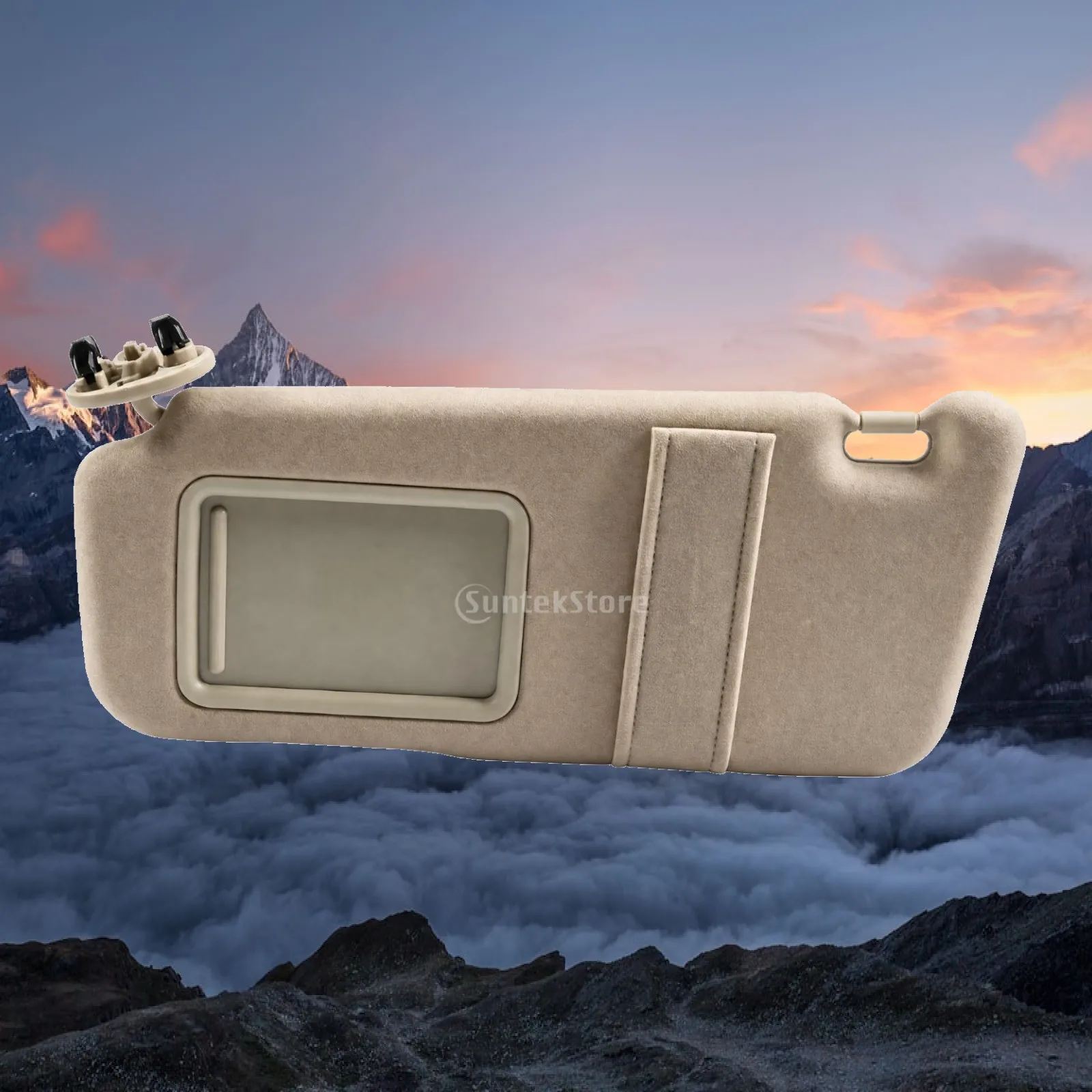 Padded Rounded Rectangular Car Sun Visor Replacement for Japanese Automaker Sedans with Sliding Cover Mirror Bracket