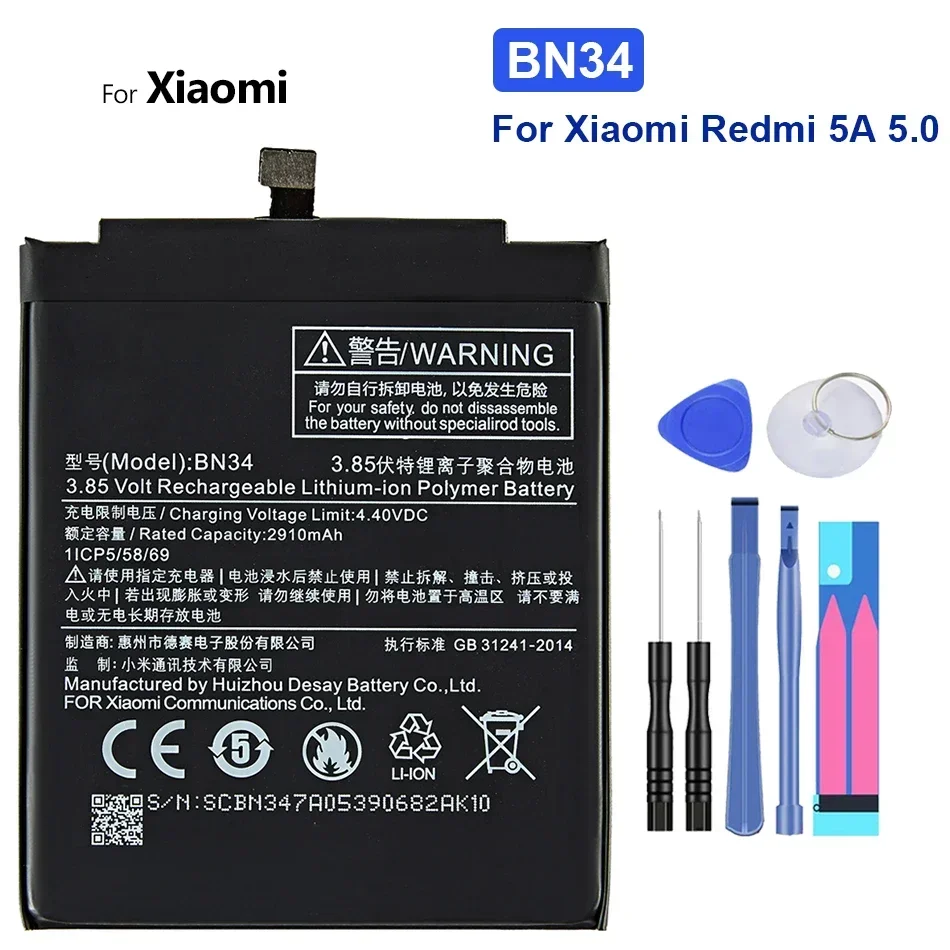 BM37 BN31 BN34 BN20 BM22 BM36 Battery For Xiaomi mi 5 5S 5S Plus 5C 5A 5X A1 for Redmi Note 5A Prime S2 5A Pro Y1