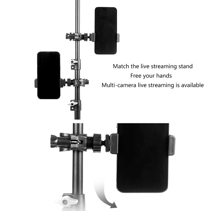 Flexible Rotation Mobile Device Grip For Mic Stand Webcam Clip Holder Tripod Phone Mount