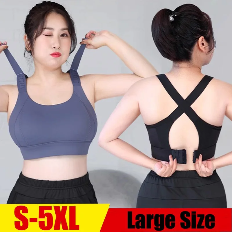 

Cloud Hide Large Size Sports Bra for Women Big Breast High Impact S-5XL Underwear Lady Fitness Yoga Tank Top Vest Running Shirt