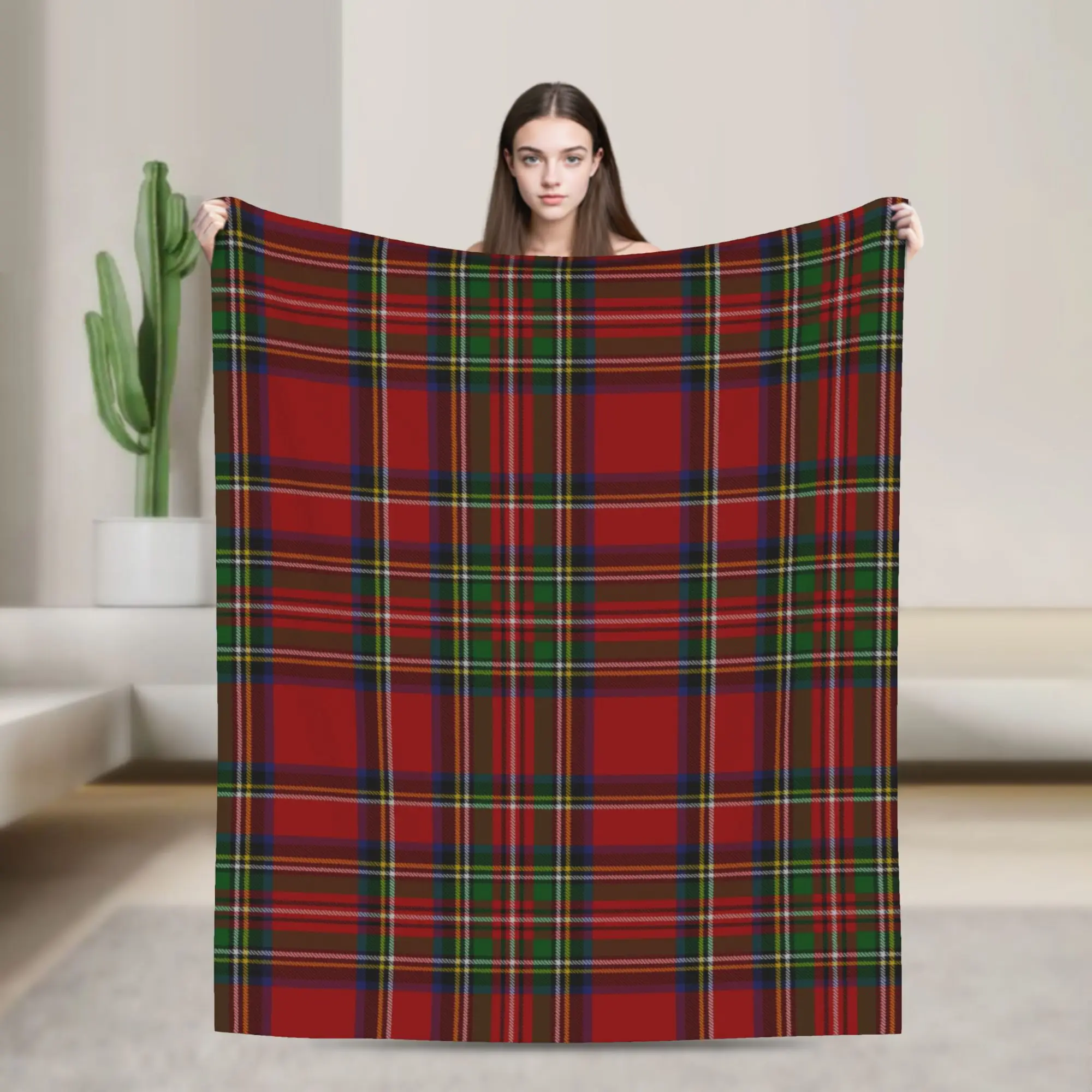 Royal Stewart Tartan Plaid Blankets Coral Fleece Plush Summer Christmas Breathable Warm Throw Blanket for Sofa Travel Quilt
