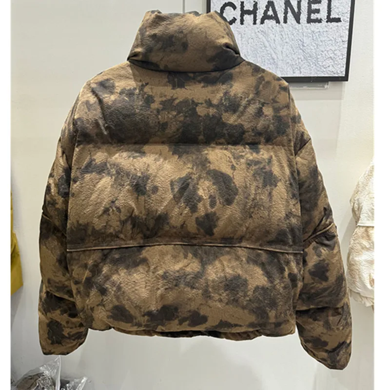 Kurze Daunenjacke mit Stehkragen für Damen, Winter 2025, neuer lockerer, verdickter Brotmantel, weiße Entendaunenjacken, kurze Damenoberteile