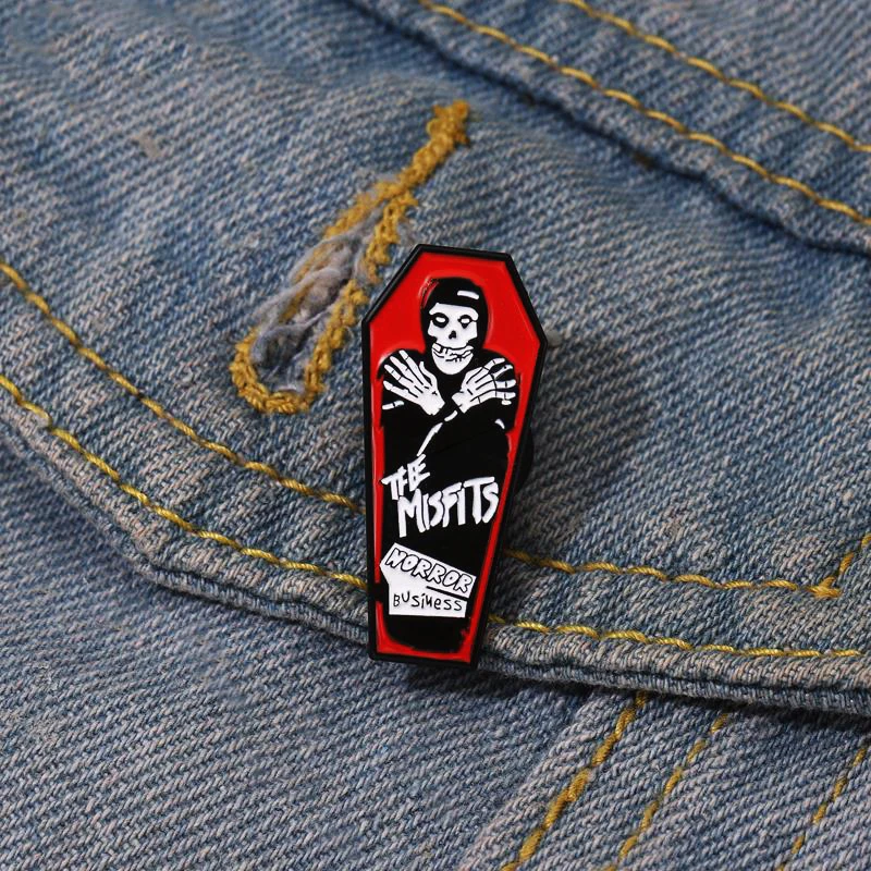 Lapel Badges Gothic Cool Punk Dark Jewelry Gift for Friends Misfits Coffin Enamel  Brooch Custom Skeleton Pines