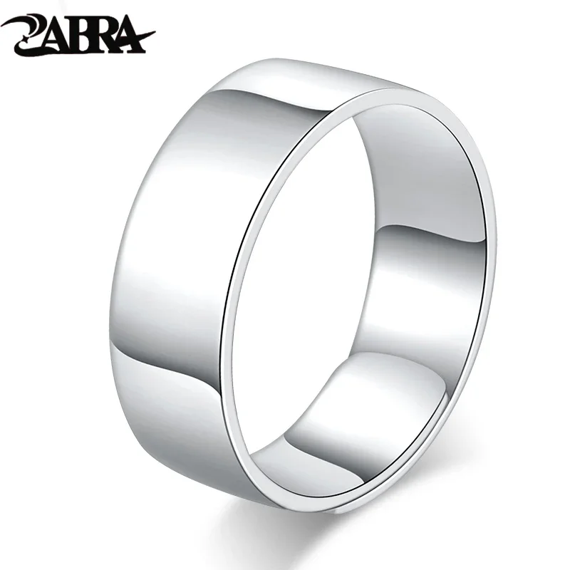 ZABRA Solid Pure 999 Sterling Silver 7mm Opening Women Men Wedding Ring Vintage High Polish Adjustable Summer Fashion Jewelry