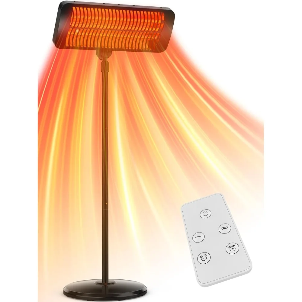 

Patio Outdoor Heater with 12-Hour Timer, 3-Level Heat, IP54 Waterproof, 1500W Infrared Heating for 300 Square Feet Area