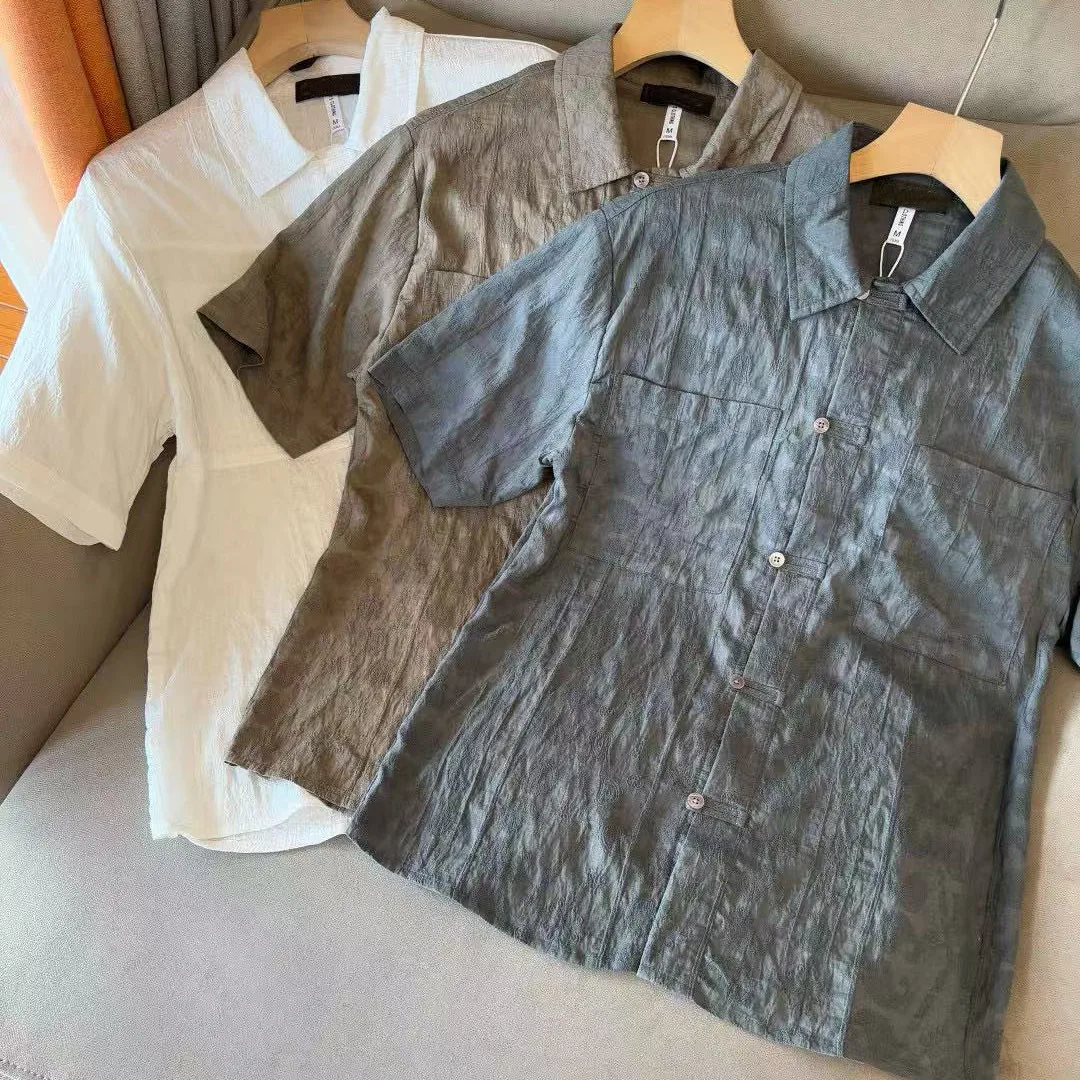 

Italian LP men's summer new fashion casual short-sleeved shirt old money style men's lyocell lapel shirt