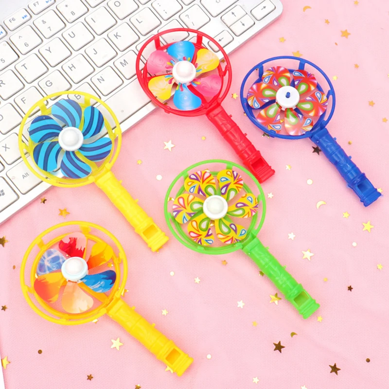 25-50PCS Plastic Colorful Whistle Windmill Random Mixed Color Cute Windmill Fan Party Goody Bag Fillers School Class Rewards ZYF