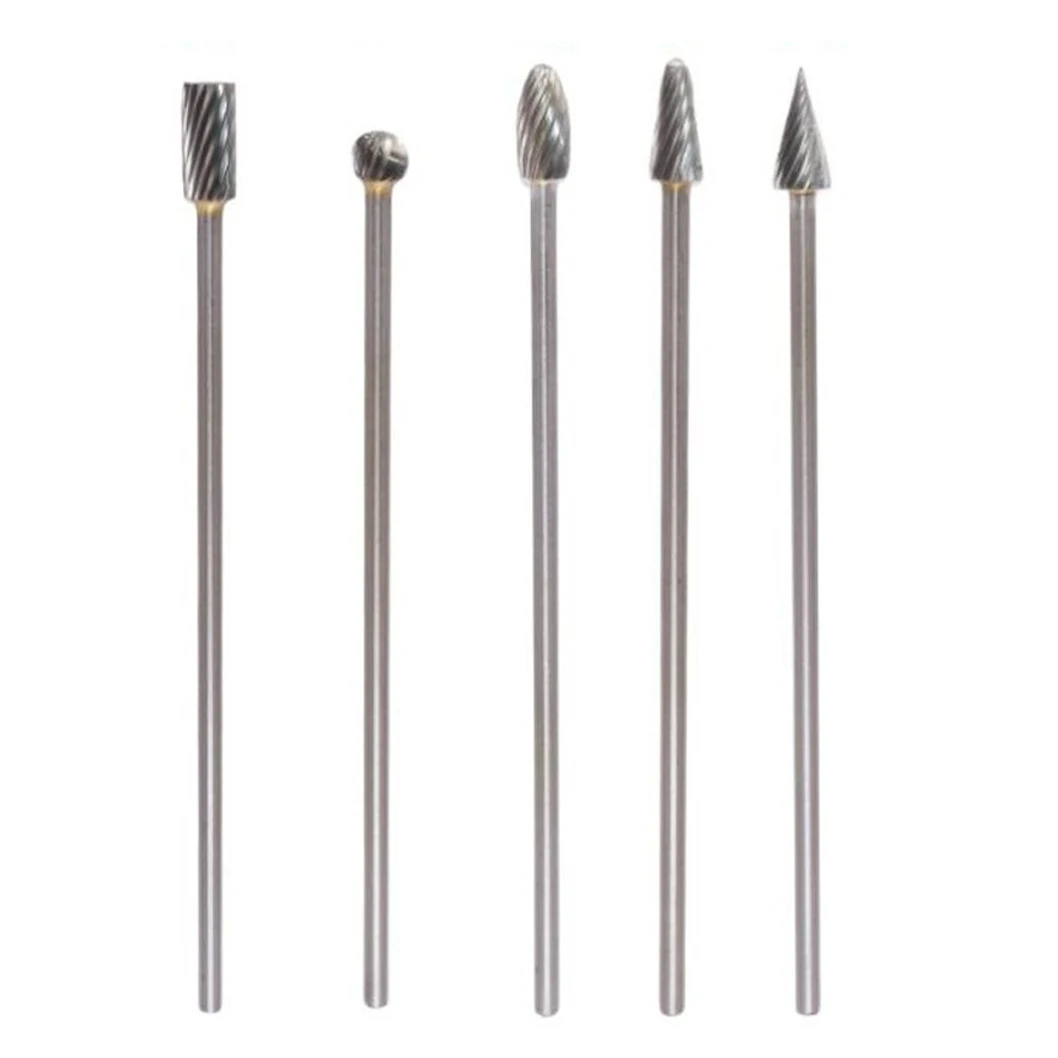 نتوءات دوارة من الكربيد الصلب 5 عبوات 100 مم أدوات طحن ذات قطع واحدة طويلة مع ساق 3 مم لأعمال المعادن ونحت الخشب وإزالة الأزيز #1