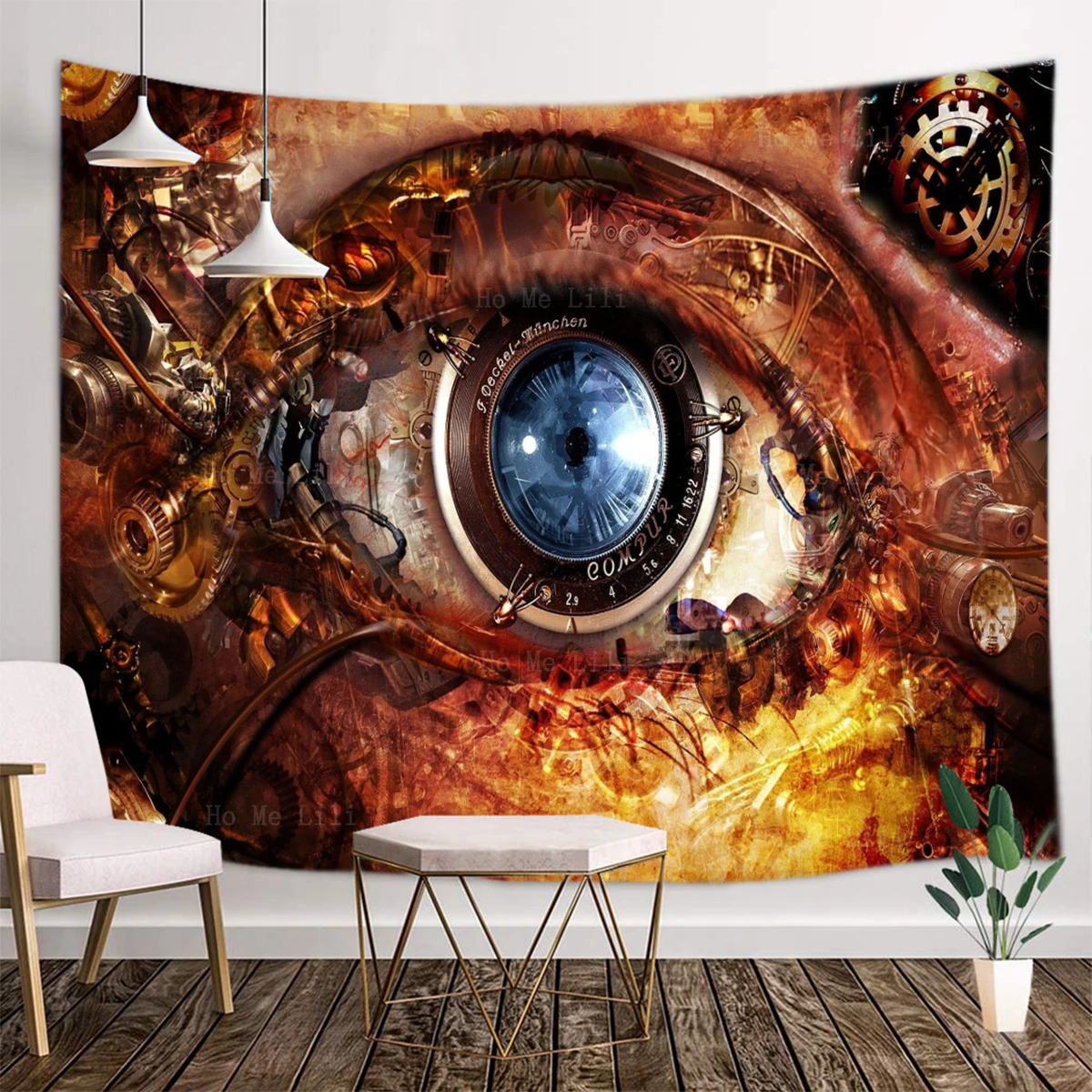 Steampunk Fantasy Art Abstract Mechanical Eyes Iris Organ Metal Gear Theme Tapestry By Ho Me Lili For Livingroom Decor