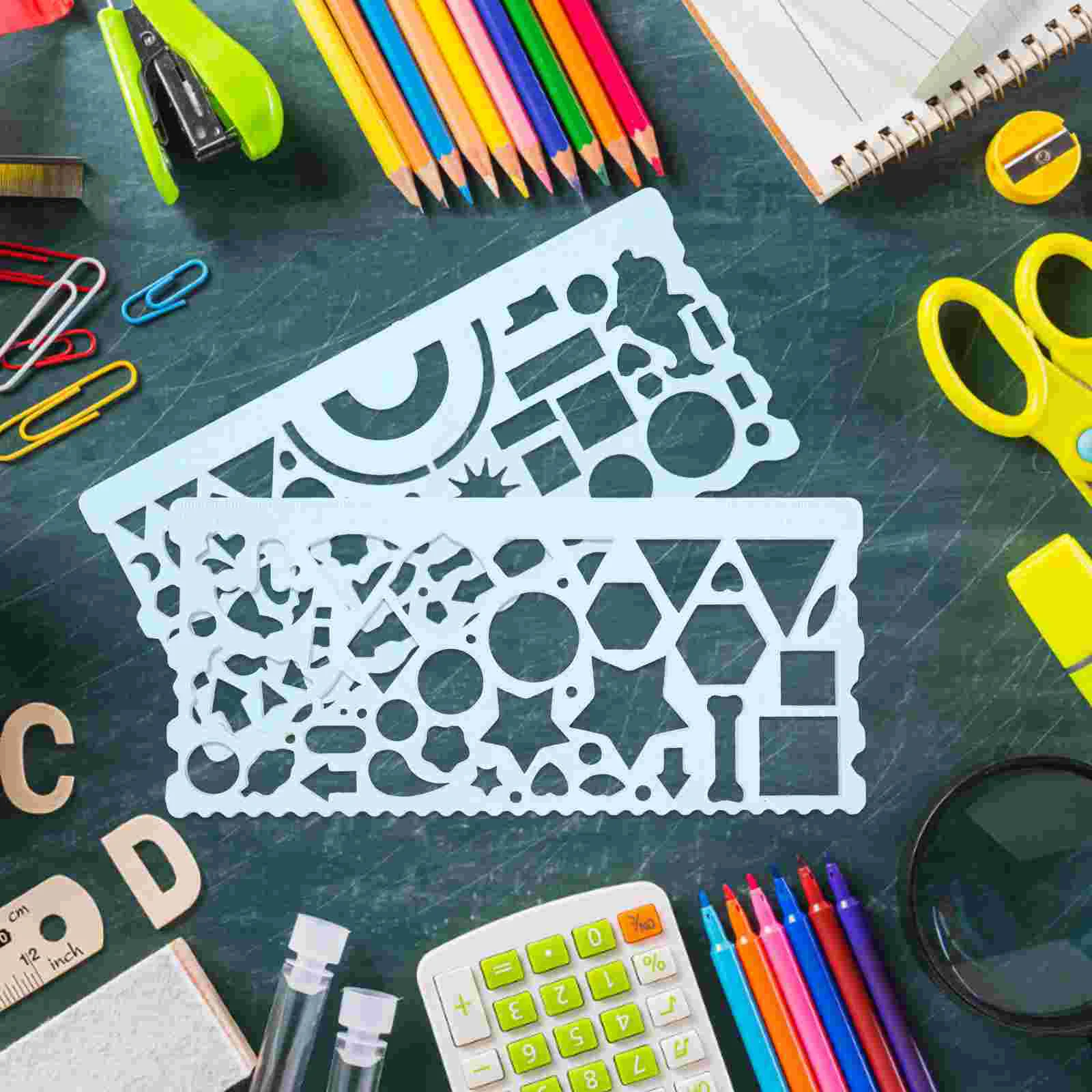 2pcs Drawing Stencils Geometric Drawing Measuring Template Stencil Ruler for Students