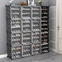 Large Capacity Boot Storage 12 Cube Organizer Modular DIY Plastic 6 Tier 24-96 Pairs of Shoe Tower Cabinet