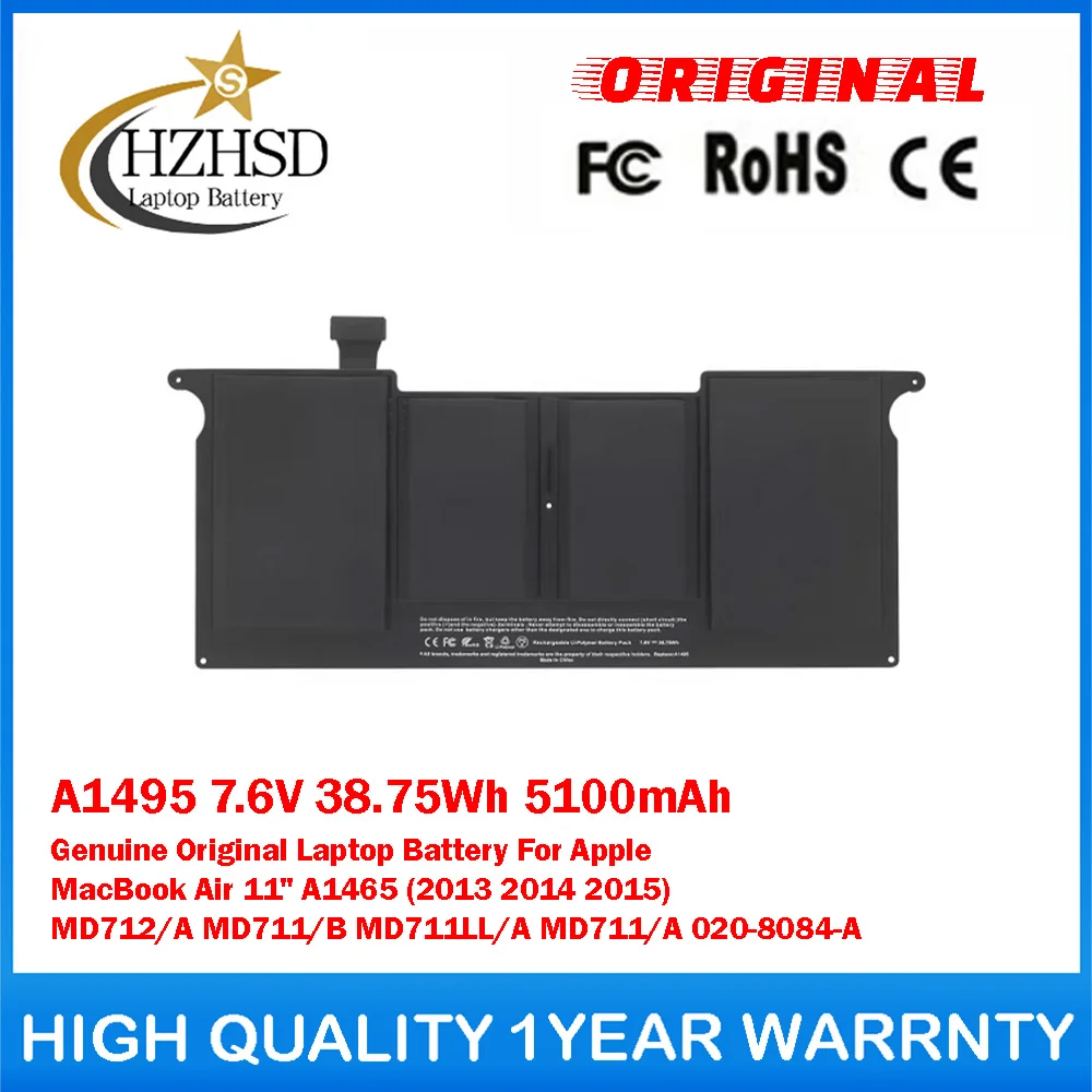 

A1495 7.6V 38.75Wh 5100mAh Genuine Original Laptop Battery For Apple MacBookAir11"A1465(2013 2014 2015)MD712/A MD711/B MD711LL/A