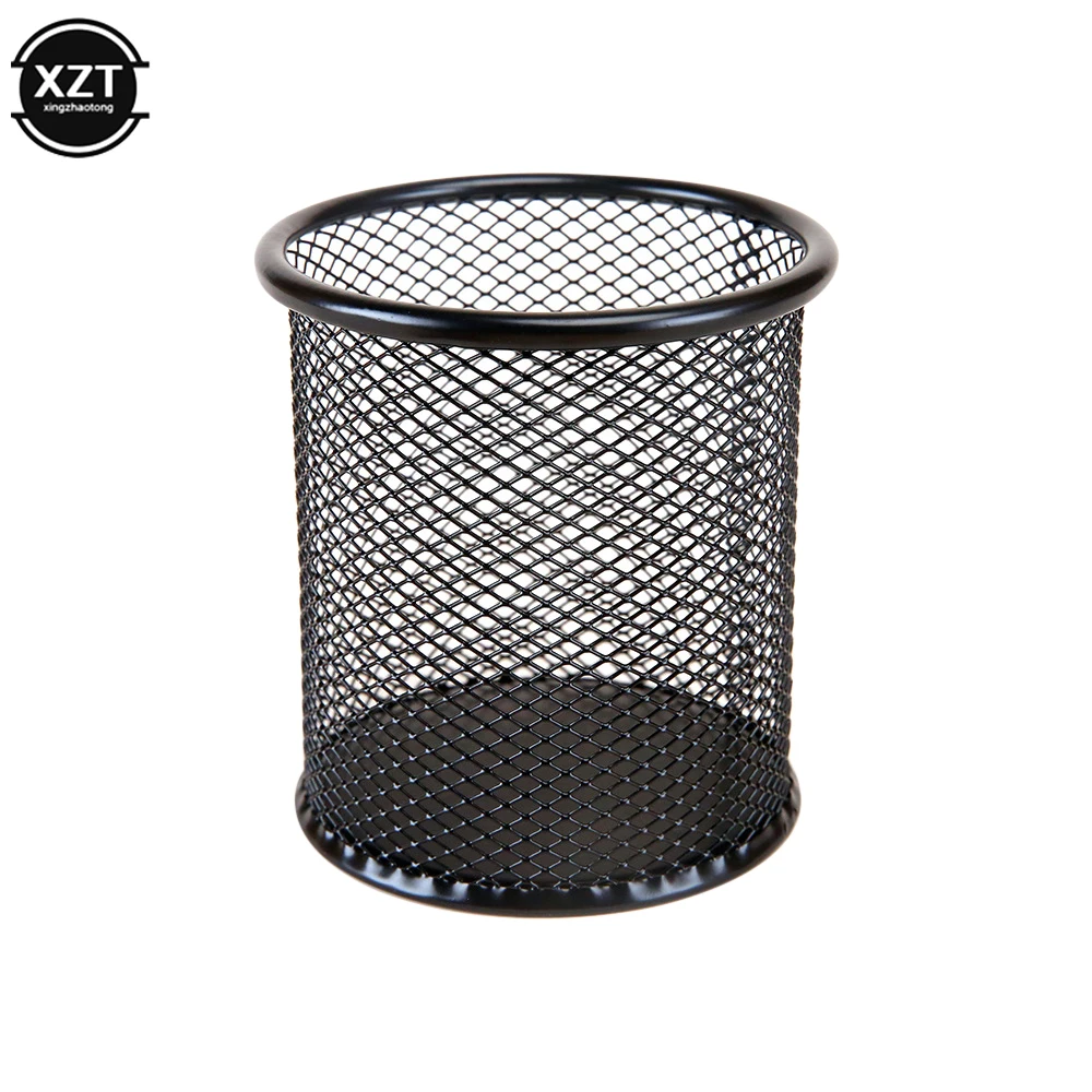 Pencil Holder Pencil Stationery Metal Round Square Mesh Organizer Container Organizer Desktop Office Supplies