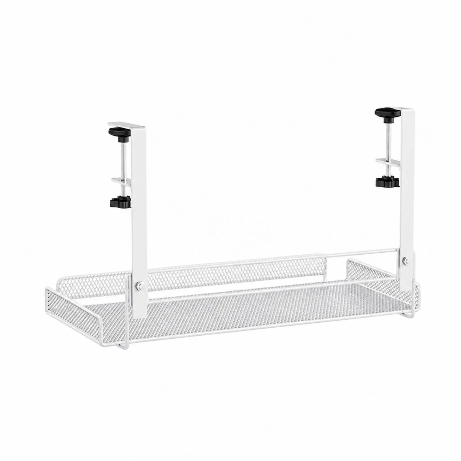 Metal Mesh Cable Tray with Clamp Mount Dust-Resistant Under Desk Cable Management Tray Clamp-on Under-Desk Shelf Carbon Steel