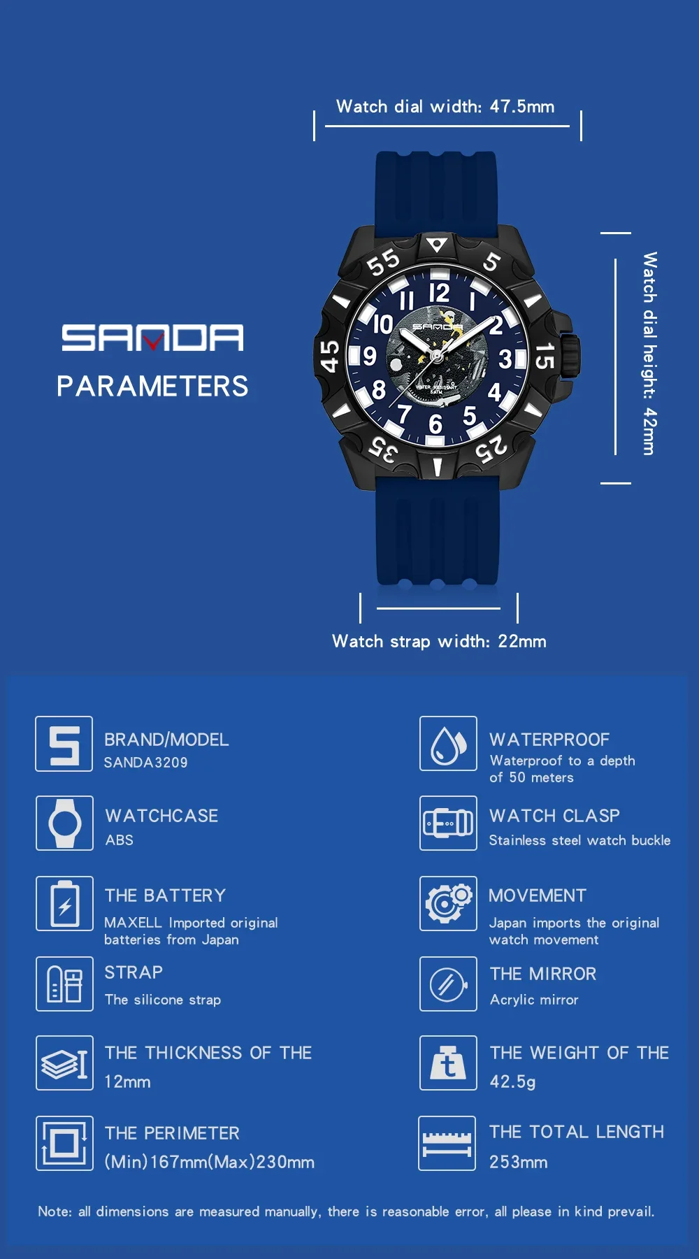 Sanda 3209-reloj Digital de cuarzo para hombre y mujer, cronógrafo de moda y creativo con luz nocturna, resistente al agua