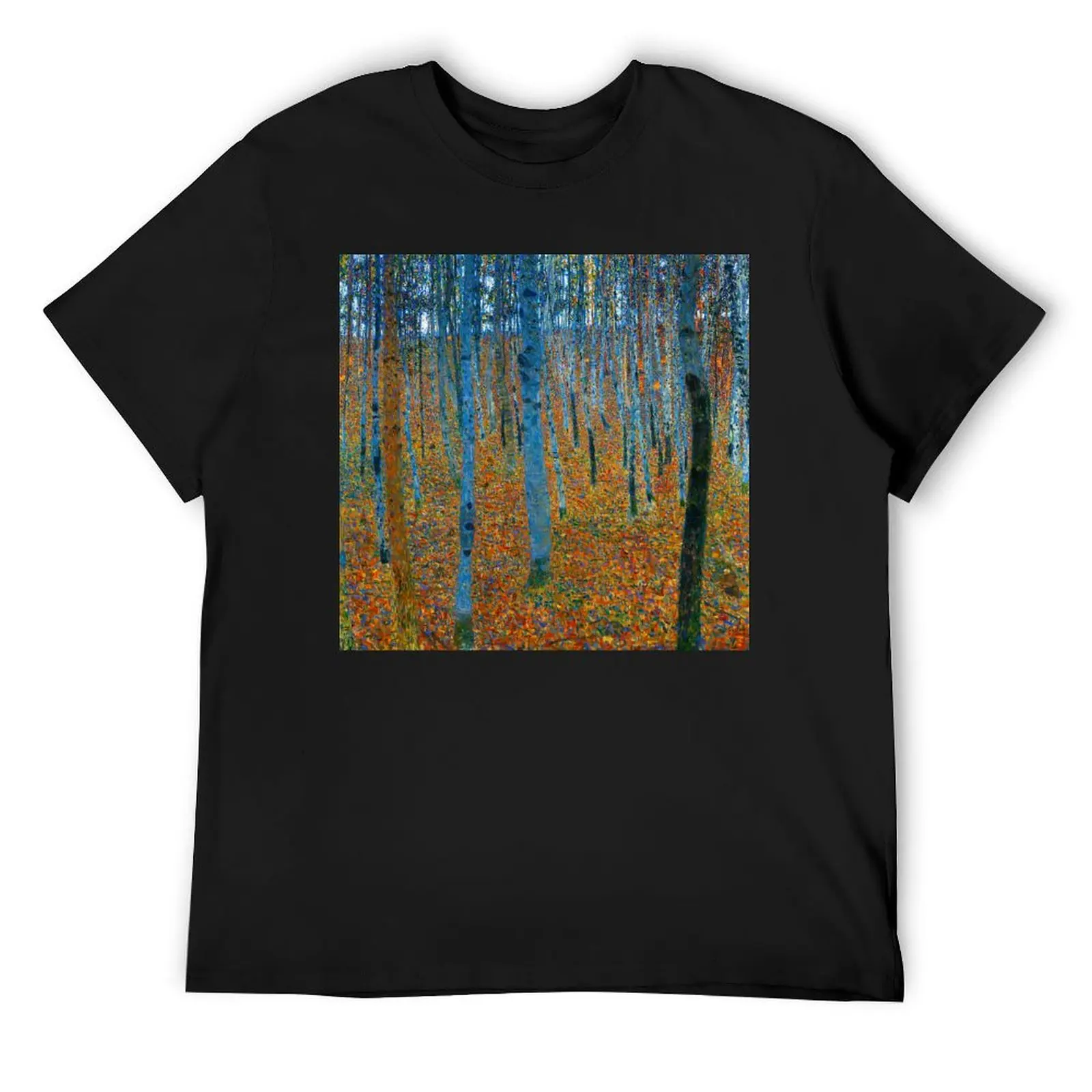 GUSTAV KLIMT HD - Gustav Klimt's Beech Grove I (1902) famous painting T-Shirt tops customizeds mens t shirt