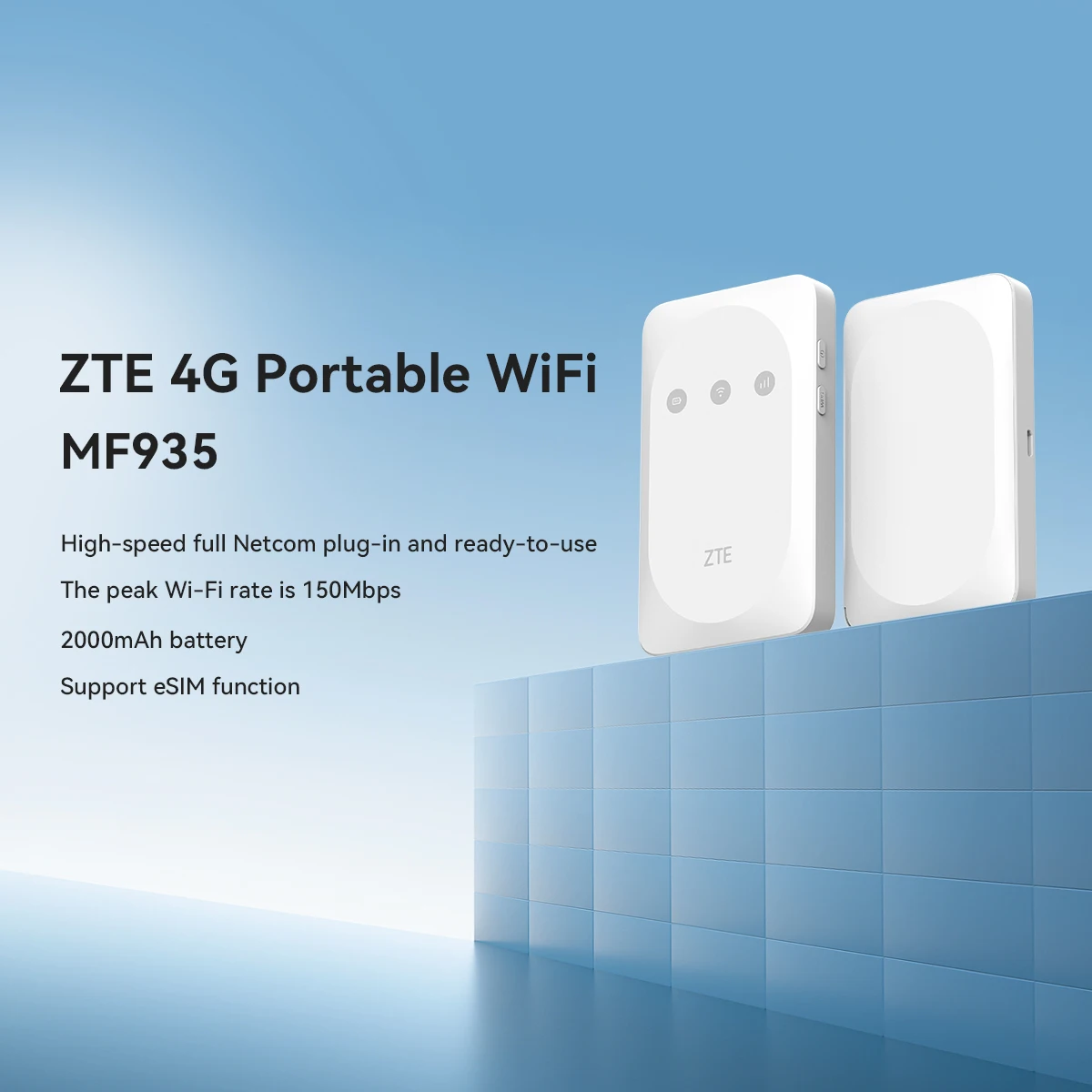 ZTE MF935 موبايل واي فاي هوت سبوت Cat4 150Mbps مودم صغير خارجي هوت سبوت 4G LTE راوتر مع فتحة للبطاقات Sim بطارية 2000mAh