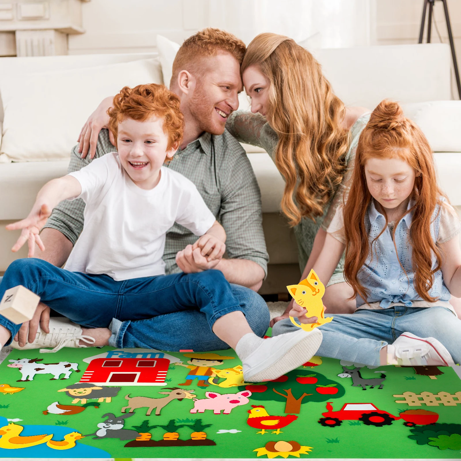 3,5ft Kinderen Leren Vilten Bord Boerderijdieren Vilt-Board-Verhaal Set Vroeg Leren Interactieve Speelset Dierentuin Flanellen Bord