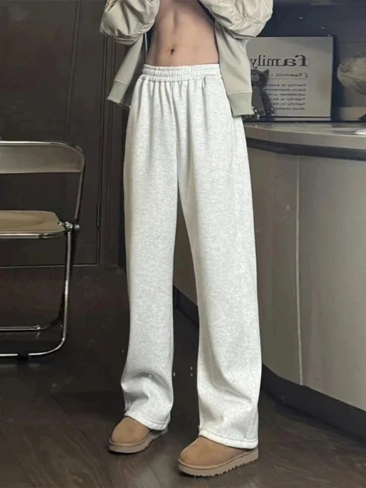 

Мужские спортивные брюки Fce с начесом, прямого кроя, повседневные, белые, осенне-зимние, свободного кроя, в американском стиле