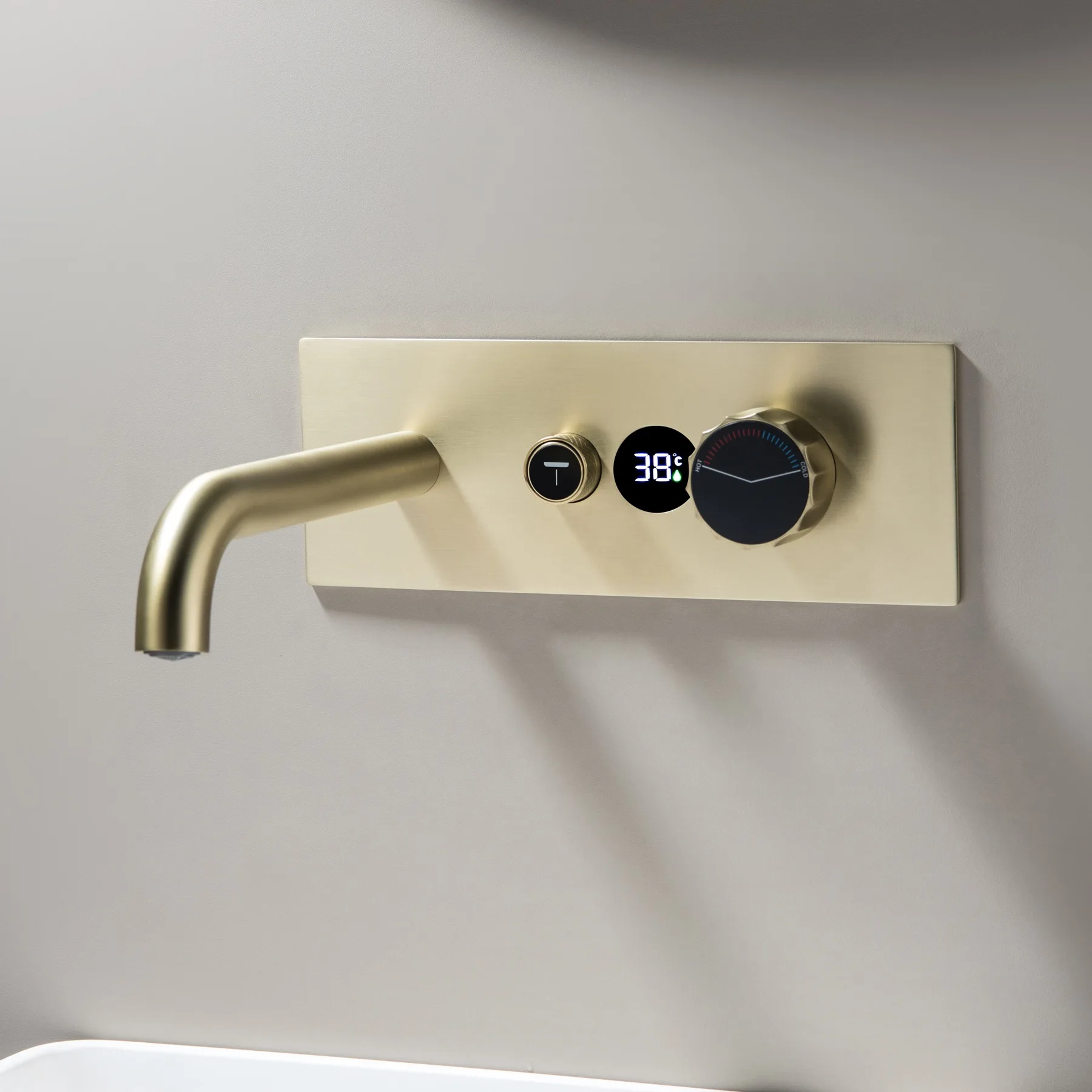 

All Copper Bathroom Thermostatic Faucet Concealed Basin Digital Display Button for Home Improvement And Renovation