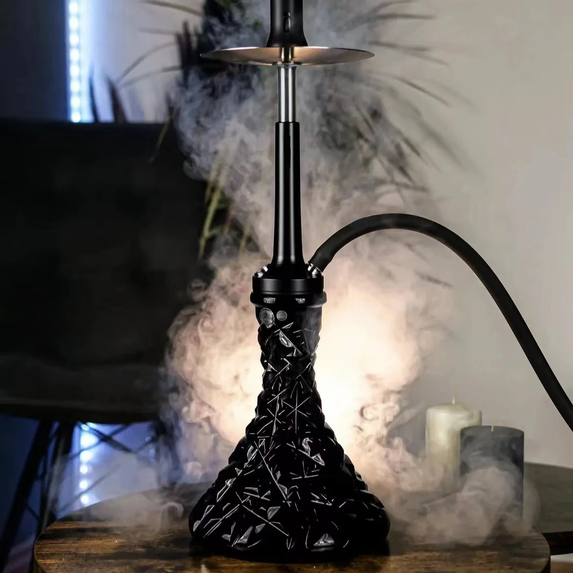 High Quality Stainless Steel Hookah Gift Box Single Hose Hookah Set with Ceramic Bowl