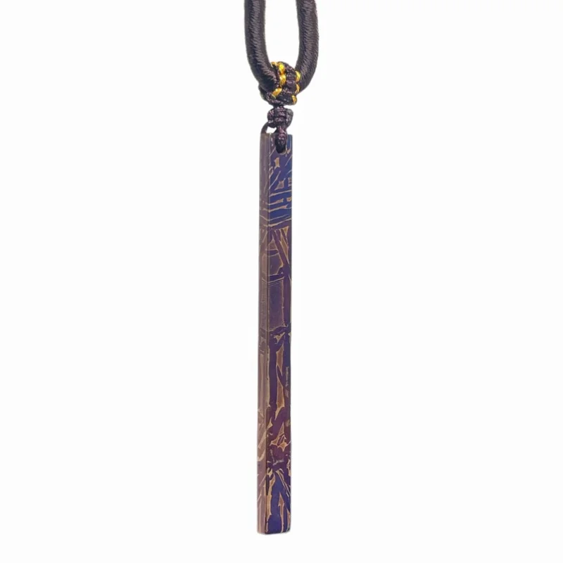 Muonionalusta Iron Meteorite Slim Long Bar Pendant High Temperature Coloring Natural  Pattern Meteorite Jewelry Collection LK336