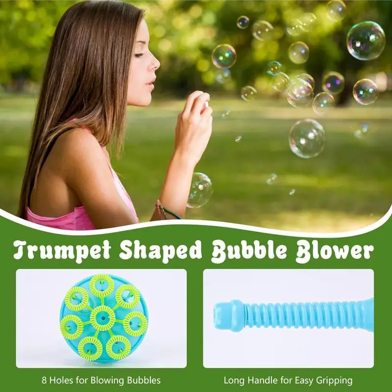 ฟองกลางแจ้ง 3X Bubble Maker คู่มือ Bubbles เป่าของเล่นถาดกลมทรัมเป็ต Wand สําหรับ Backyard วันเกิดงานแต่งงานปิกนิก