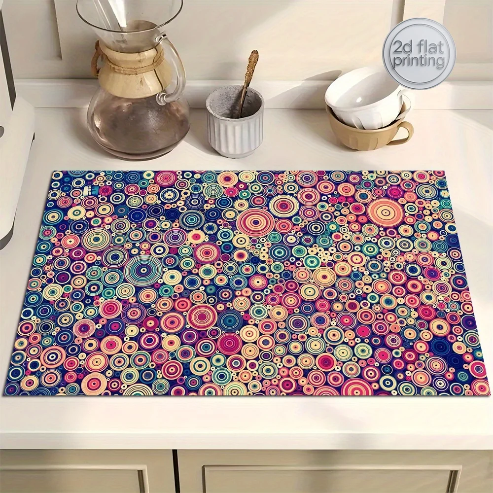 2D Flat Printing 1pc Purchase Product: Utensil Drying Mat, Lemon Pattern Drainage Pad, Coffee Machine Mat, Kitchen Countertop Ab