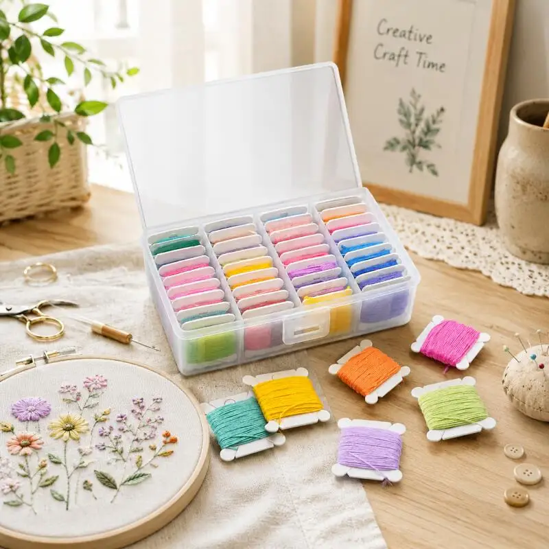 1~10 Boxen 36-Farben DIY Stickgarn, Mehrfarbiges Stickgarn, Näh- und Stickgarn-Set mit Aufbewahrungsbox – Detail 6