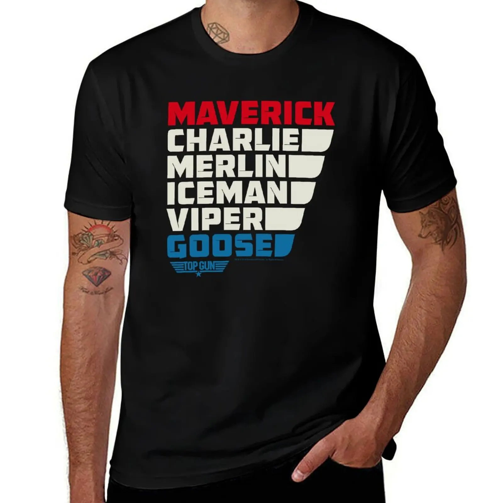 Top Gun Colorful Wing Man Name Stack T-Shirt Durable Work Wear T-Shirt