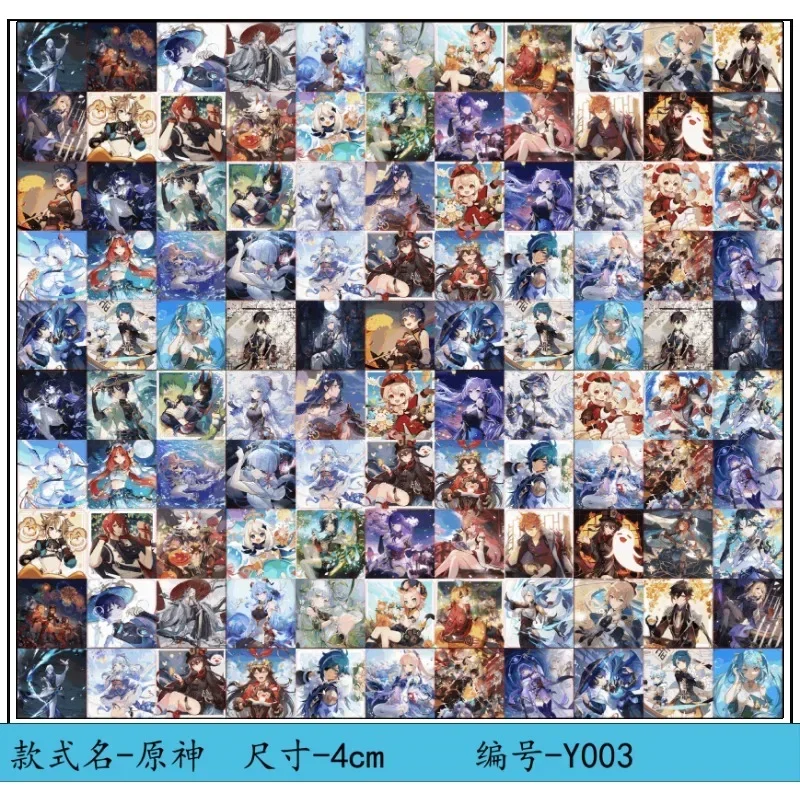 Cartoon Anime Genshin Impact acrylic patch 2/4/6/8cm square sheet charms Handmade DIY keychain PP clip accessory material