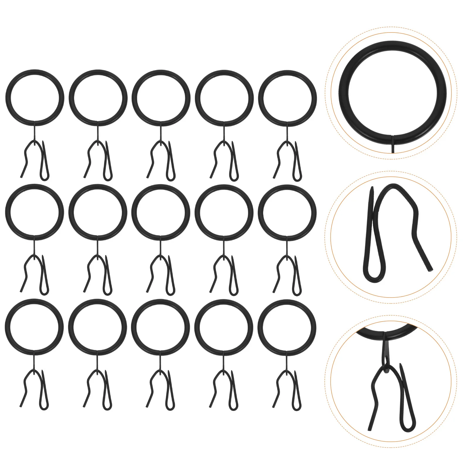 

40Sets Premium Iron Curtain Circles Easy Install Strong Load-Bearing Ability Shower Bedroom Decorative Fixing Tools