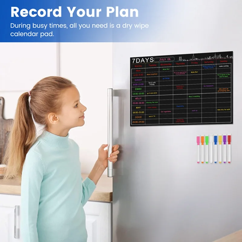 VO-المغناطيسي الجاف محو التقويم مجموعة 16X12 بوصة السبورة الأسبوعية مخطط المنظم A3 لوحة بيضاء للثلاجة الثلاجة المطبخ