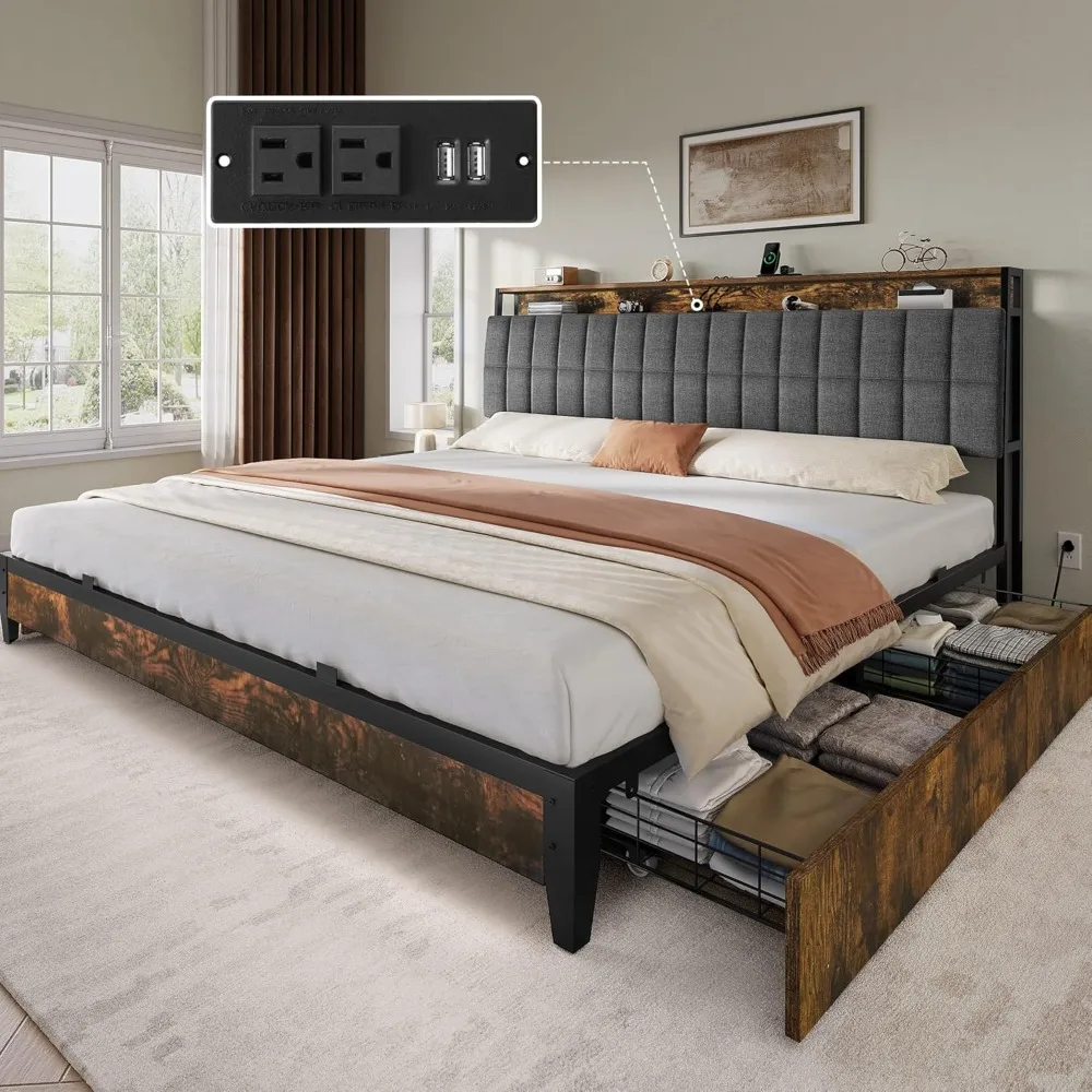 수납형 퀸 침대 프레임 이미지