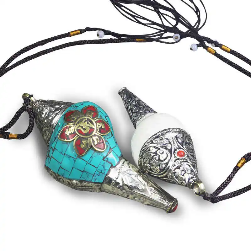 

Tibet Ethnic handicraft Natural Whole Sea Snail Amulet Big Pendants TBP470