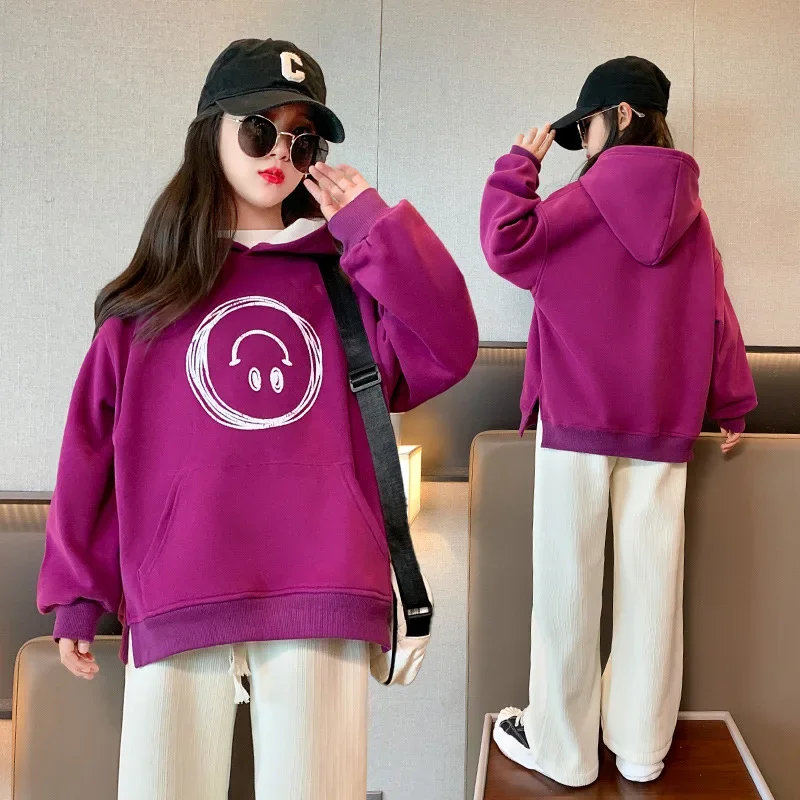 

Teenage Girls Winter New Hoodies Sweatshirts Long Sleeves Warm Tops Children Loose Casual Sport Clothes 4 5 7 8 9 11 13 14 Years