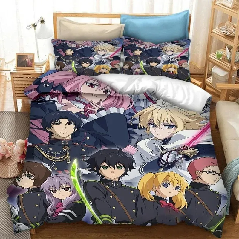 Anime Seraph of the End Mikaela Hyakuya Bedding Set Boys Girls Twin Queen Size Duvet Cover Pillowcase Bed Boys Adult