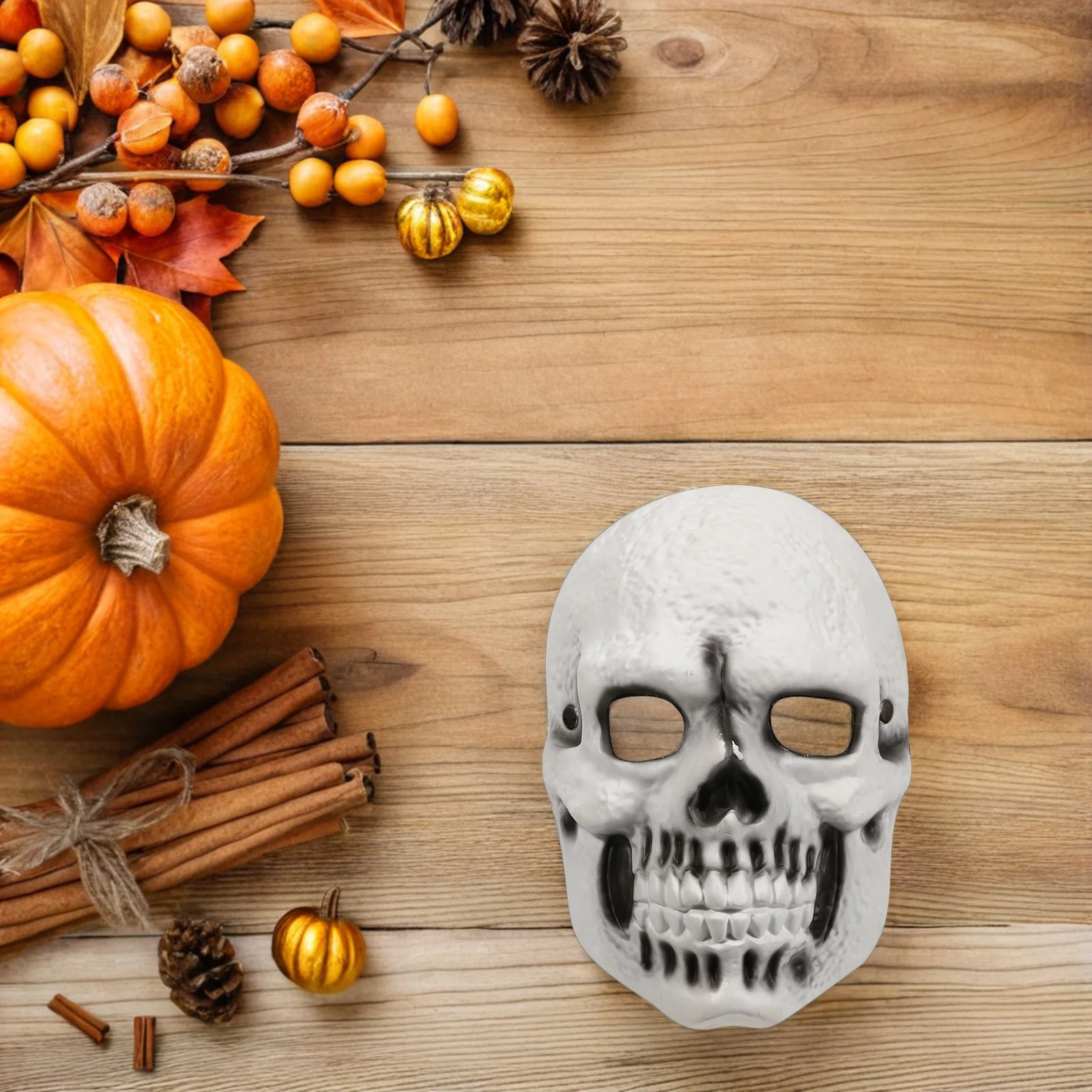 

Realistic Beige Skull Mask Full Face PU Material Halloween Cosplay Party Escape Room Horror Mask Skull Cosplay Headgear