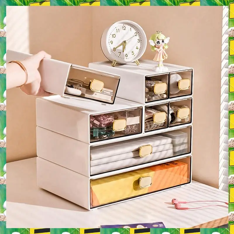 3C Electron 8016 Desktop Ins Multi-Stacked Storage Box Dormitory Desk Transparent Drawer Student Stationery Office Small Hand Bo